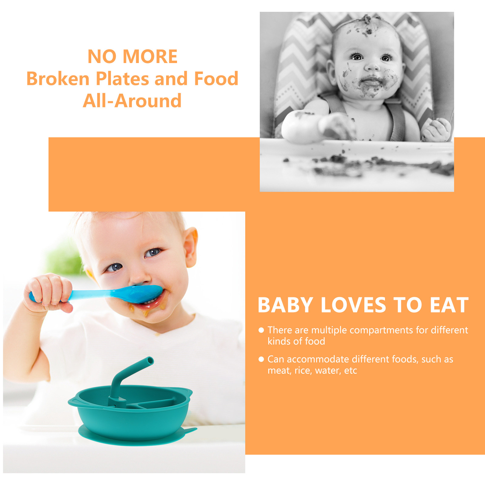 1Pcs Anti-Break Silicone Dinne - Baby Food Dessert review and price